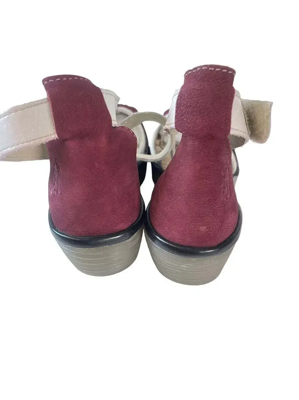 Fly London Ynes Leather Wedge Sandals Perforated Ankle Strap Comfort EU 37